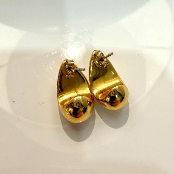 Obakki Split Bean Earrings 18K Gold Plated Brass Handmade Sustainable - Picture 9 of 12